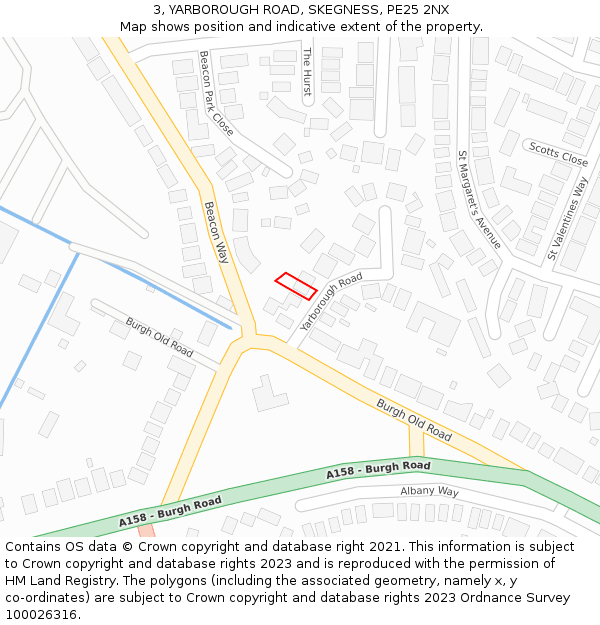 3, YARBOROUGH ROAD, SKEGNESS, PE25 2NX: Location map and indicative extent of plot