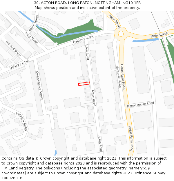 30, ACTON ROAD, LONG EATON, NOTTINGHAM, NG10 1FR: Location map and indicative extent of plot