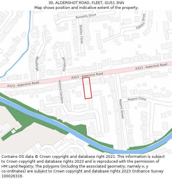 30, ALDERSHOT ROAD, FLEET, GU51 3NN: Location map and indicative extent of plot