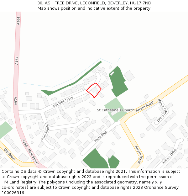 30, ASH TREE DRIVE, LECONFIELD, BEVERLEY, HU17 7ND: Location map and indicative extent of plot