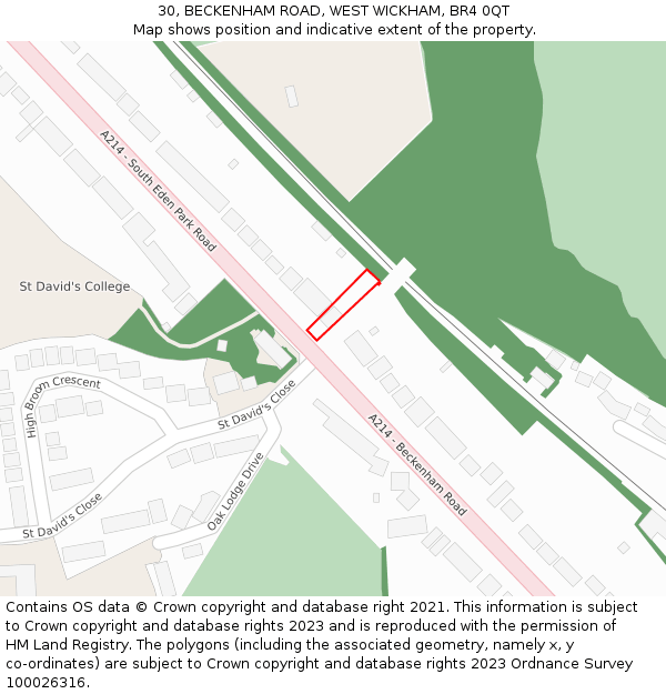 30, BECKENHAM ROAD, WEST WICKHAM, BR4 0QT: Location map and indicative extent of plot