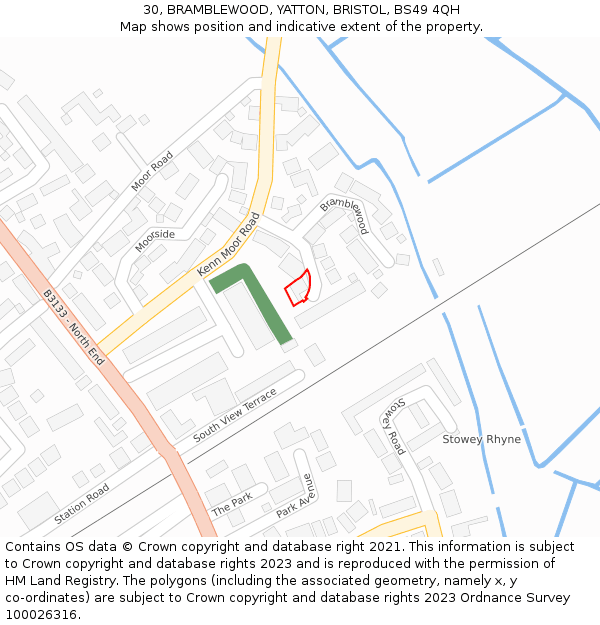 30, BRAMBLEWOOD, YATTON, BRISTOL, BS49 4QH: Location map and indicative extent of plot
