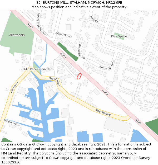 30, BURTONS MILL, STALHAM, NORWICH, NR12 9FE: Location map and indicative extent of plot