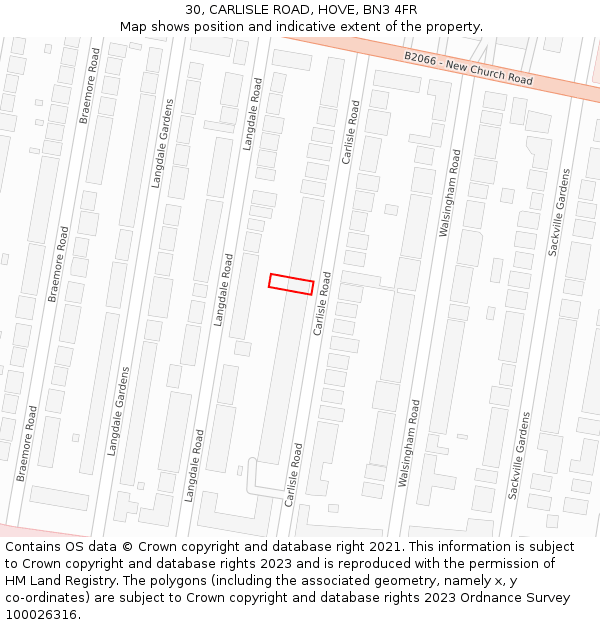 30, CARLISLE ROAD, HOVE, BN3 4FR: Location map and indicative extent of plot