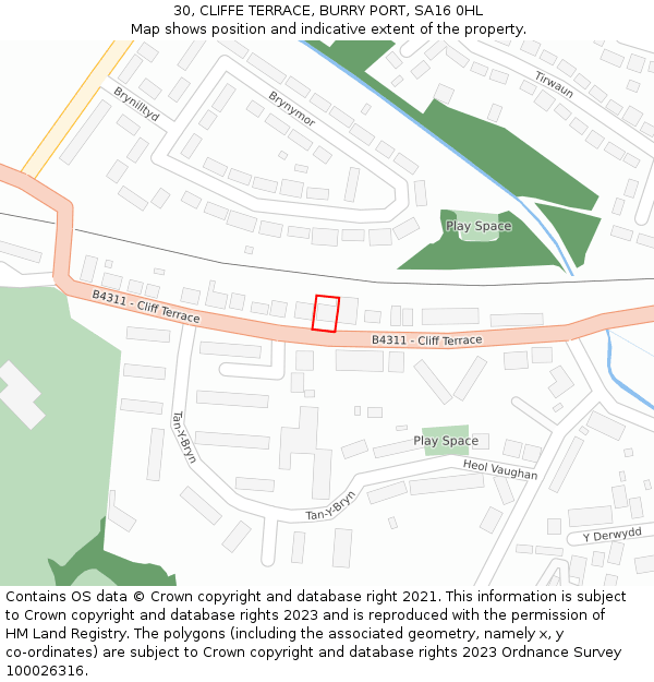 30, CLIFFE TERRACE, BURRY PORT, SA16 0HL: Location map and indicative extent of plot