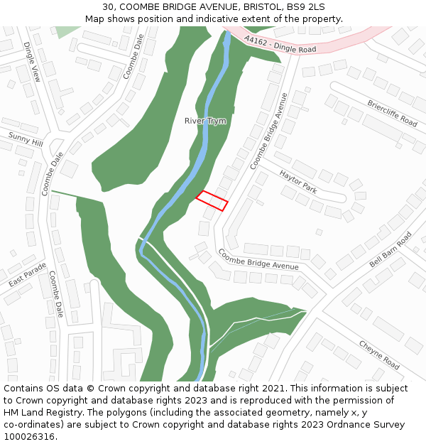 30, COOMBE BRIDGE AVENUE, BRISTOL, BS9 2LS: Location map and indicative extent of plot