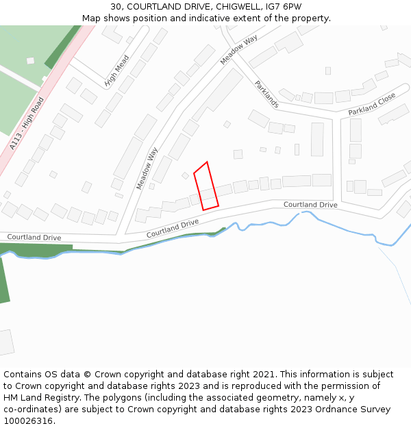 30, COURTLAND DRIVE, CHIGWELL, IG7 6PW: Location map and indicative extent of plot