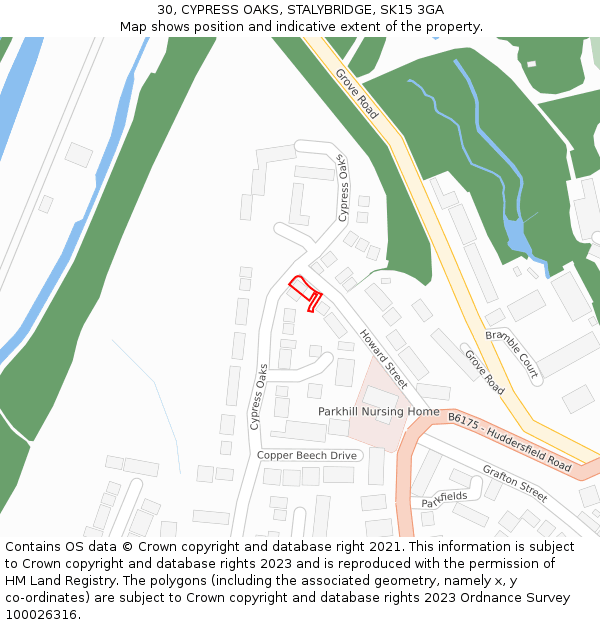 30, CYPRESS OAKS, STALYBRIDGE, SK15 3GA: Location map and indicative extent of plot
