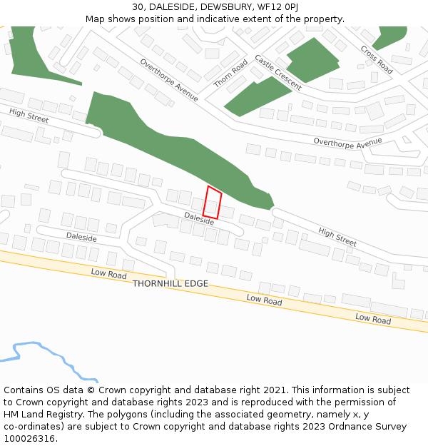 30, DALESIDE, DEWSBURY, WF12 0PJ: Location map and indicative extent of plot