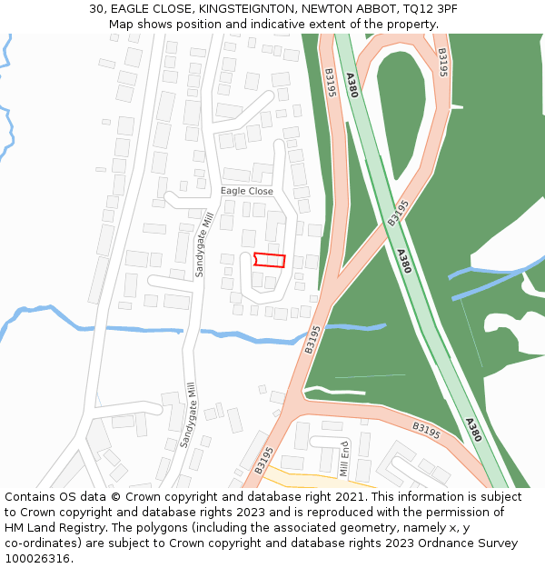 30, EAGLE CLOSE, KINGSTEIGNTON, NEWTON ABBOT, TQ12 3PF: Location map and indicative extent of plot