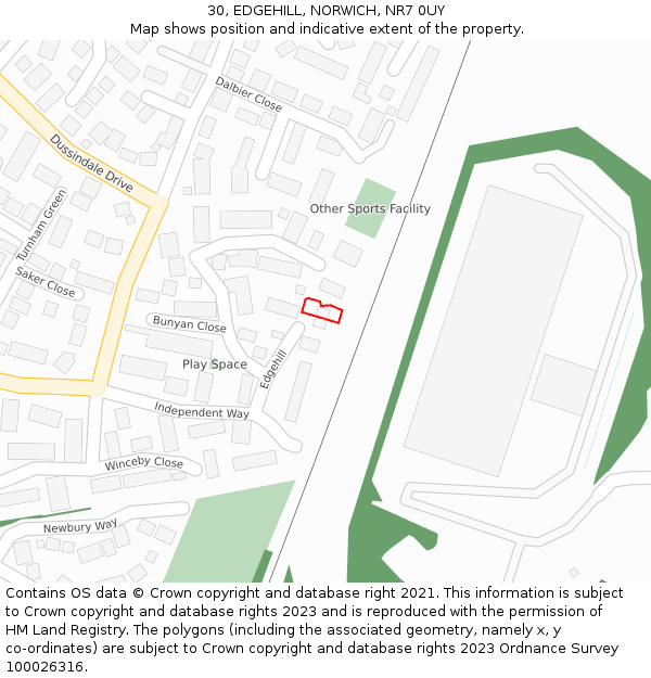 30, EDGEHILL, NORWICH, NR7 0UY: Location map and indicative extent of plot