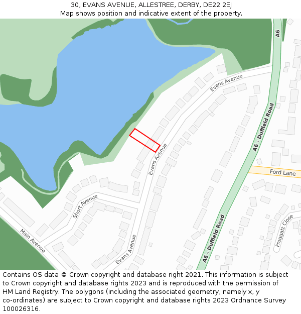 30, EVANS AVENUE, ALLESTREE, DERBY, DE22 2EJ: Location map and indicative extent of plot