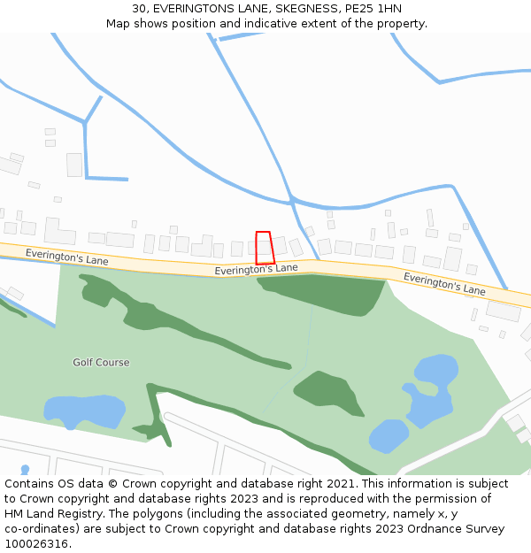 30, EVERINGTONS LANE, SKEGNESS, PE25 1HN: Location map and indicative extent of plot