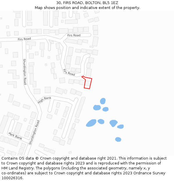 30, FIRS ROAD, BOLTON, BL5 1EZ: Location map and indicative extent of plot