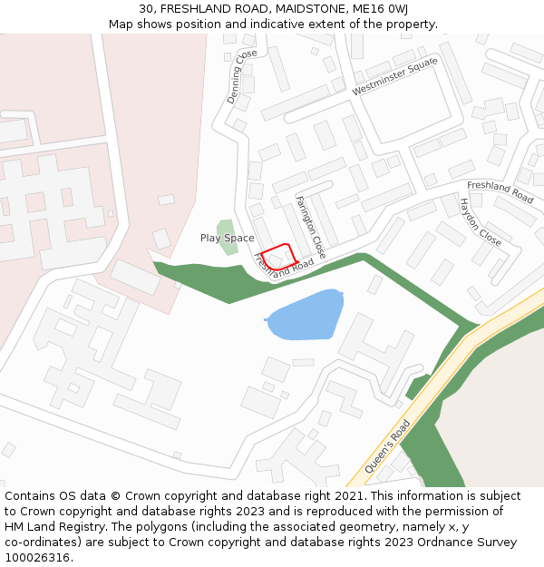 30, FRESHLAND ROAD, MAIDSTONE, ME16 0WJ: Location map and indicative extent of plot