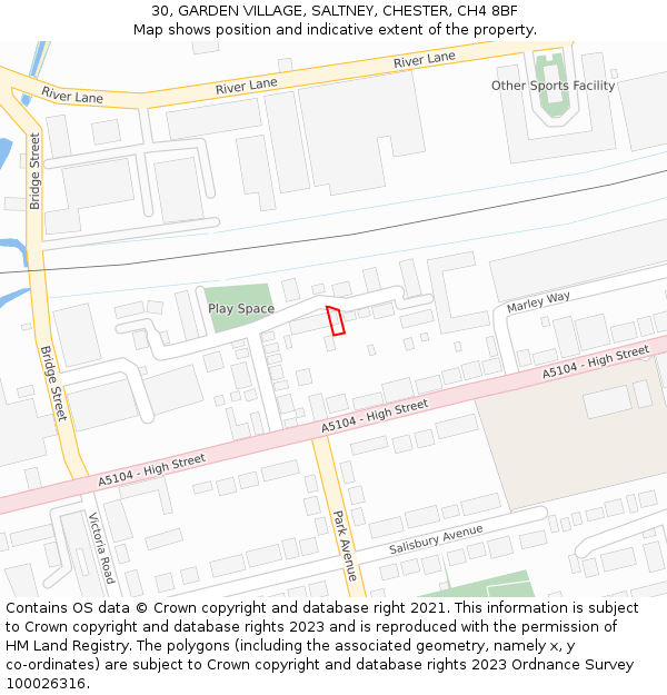30, GARDEN VILLAGE, SALTNEY, CHESTER, CH4 8BF: Location map and indicative extent of plot
