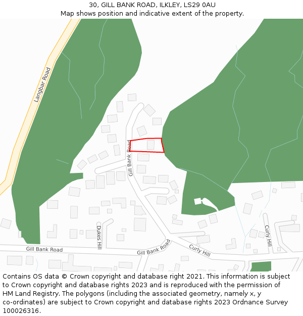 30, GILL BANK ROAD, ILKLEY, LS29 0AU: Location map and indicative extent of plot