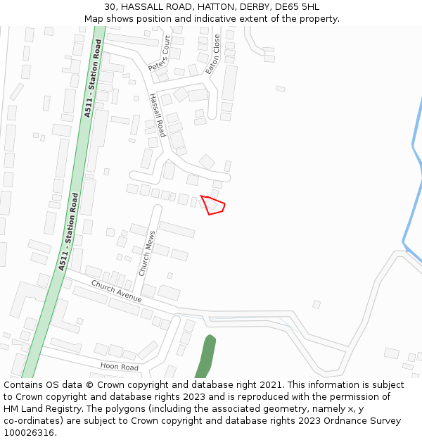 30, HASSALL ROAD, HATTON, DERBY, DE65 5HL: Location map and indicative extent of plot