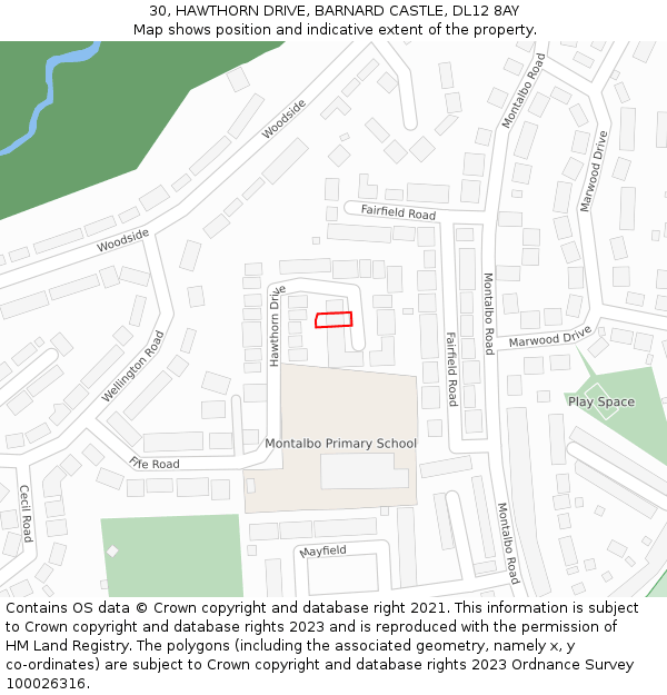 30, HAWTHORN DRIVE, BARNARD CASTLE, DL12 8AY: Location map and indicative extent of plot