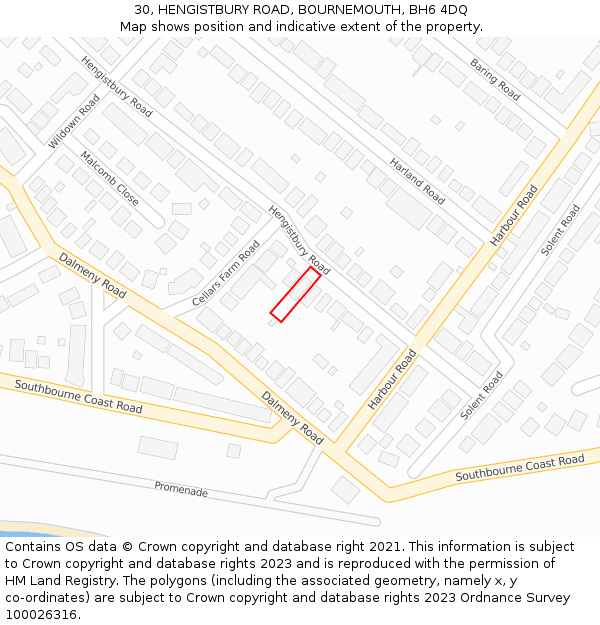 30, HENGISTBURY ROAD, BOURNEMOUTH, BH6 4DQ: Location map and indicative extent of plot