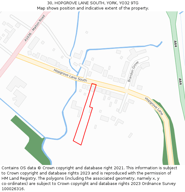 30, HOPGROVE LANE SOUTH, YORK, YO32 9TG: Location map and indicative extent of plot
