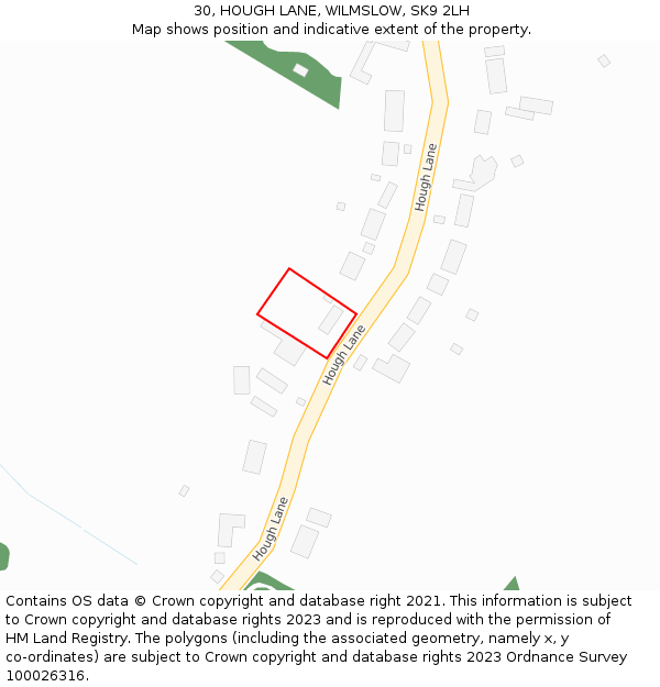 30, HOUGH LANE, WILMSLOW, SK9 2LH: Location map and indicative extent of plot