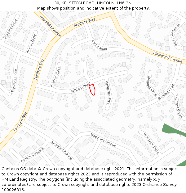 30, KELSTERN ROAD, LINCOLN, LN6 3NJ: Location map and indicative extent of plot