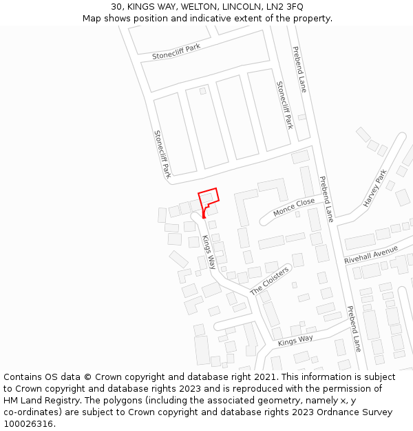 30, KINGS WAY, WELTON, LINCOLN, LN2 3FQ: Location map and indicative extent of plot