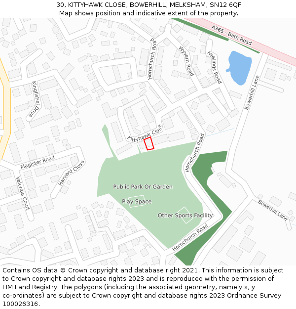 30, KITTYHAWK CLOSE, BOWERHILL, MELKSHAM, SN12 6QF: Location map and indicative extent of plot