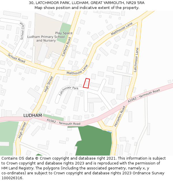 30, LATCHMOOR PARK, LUDHAM, GREAT YARMOUTH, NR29 5RA: Location map and indicative extent of plot