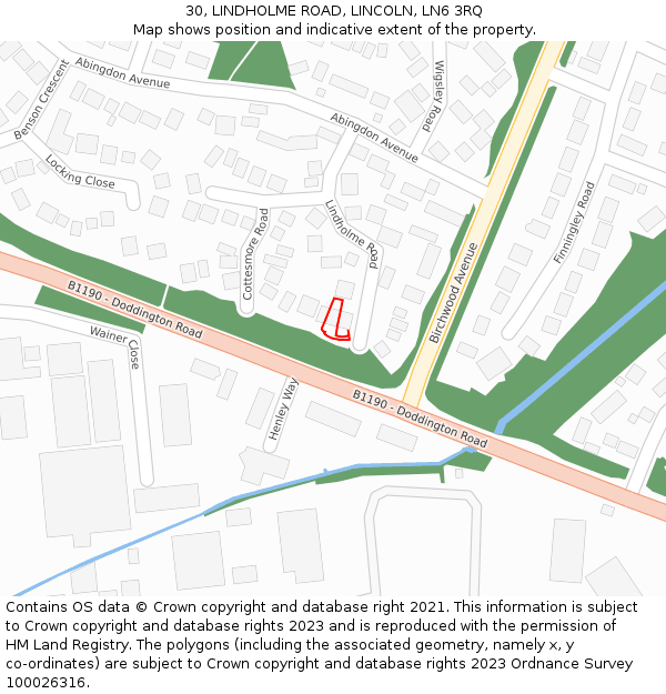 30, LINDHOLME ROAD, LINCOLN, LN6 3RQ: Location map and indicative extent of plot