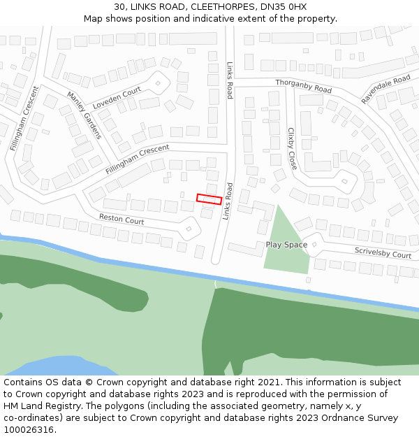 30, LINKS ROAD, CLEETHORPES, DN35 0HX: Location map and indicative extent of plot