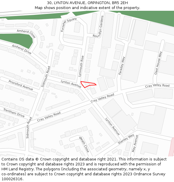 30, LYNTON AVENUE, ORPINGTON, BR5 2EH: Location map and indicative extent of plot