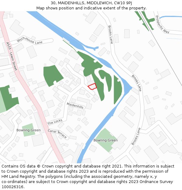30, MAIDENHILLS, MIDDLEWICH, CW10 9PJ: Location map and indicative extent of plot
