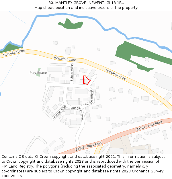 30, MANTLEY GROVE, NEWENT, GL18 1RU: Location map and indicative extent of plot