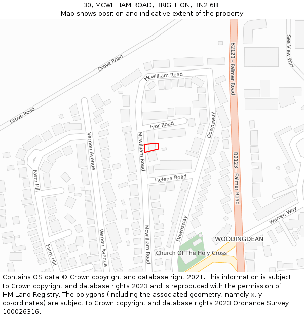 30, MCWILLIAM ROAD, BRIGHTON, BN2 6BE: Location map and indicative extent of plot