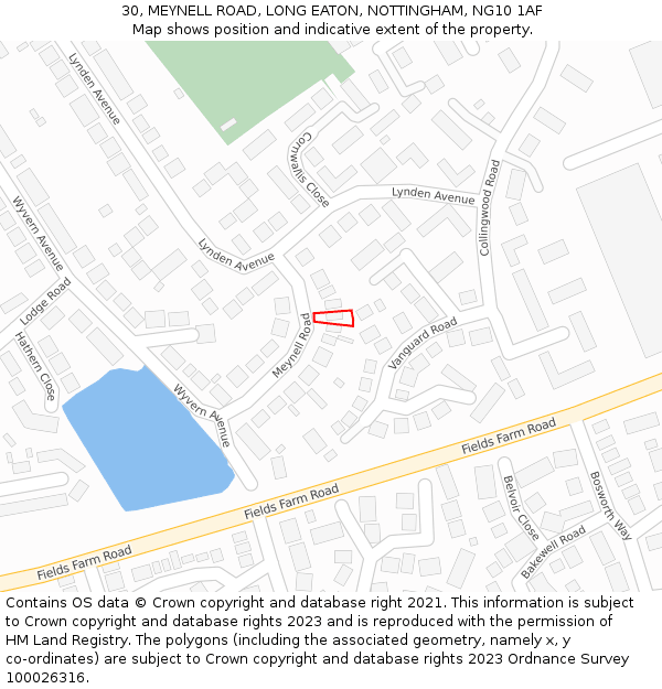 30, MEYNELL ROAD, LONG EATON, NOTTINGHAM, NG10 1AF: Location map and indicative extent of plot