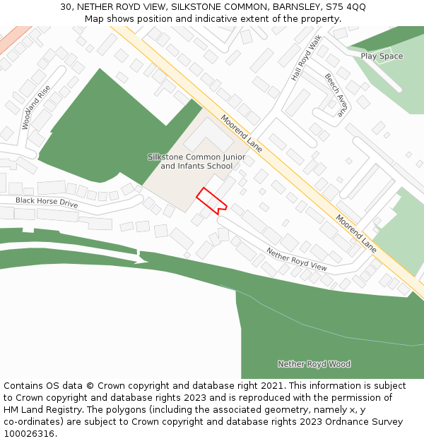 30, NETHER ROYD VIEW, SILKSTONE COMMON, BARNSLEY, S75 4QQ: Location map and indicative extent of plot