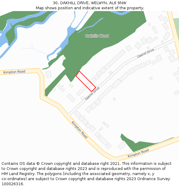 30, OAKHILL DRIVE, WELWYN, AL6 9NW: Location map and indicative extent of plot