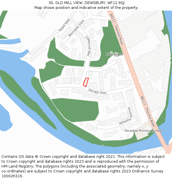 30, OLD MILL VIEW, DEWSBURY, WF12 9QJ: Location map and indicative extent of plot