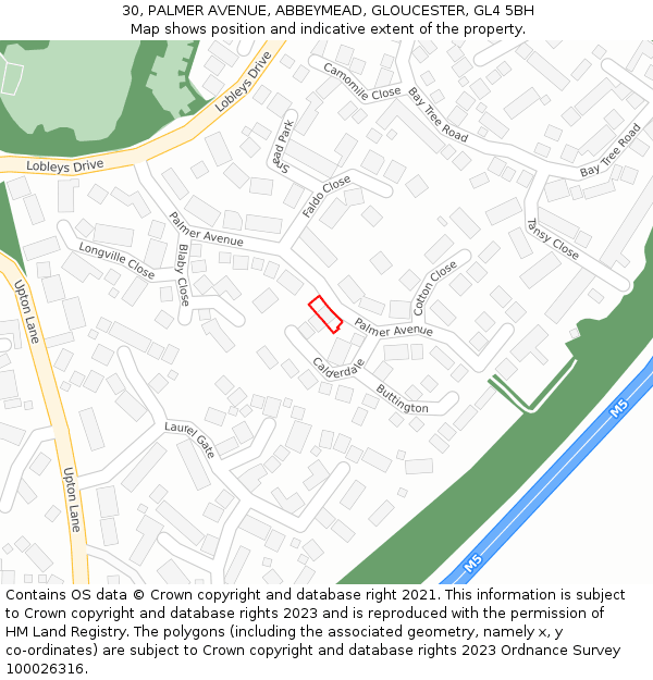 30, PALMER AVENUE, ABBEYMEAD, GLOUCESTER, GL4 5BH: Location map and indicative extent of plot