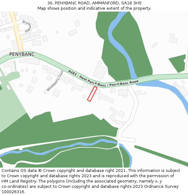 30, PENYBANC ROAD, AMMANFORD, SA18 3HS: Location map and indicative extent of plot