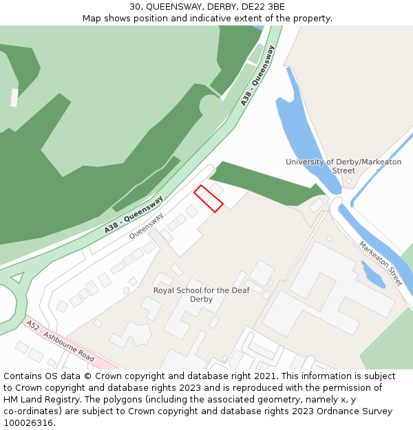 30, QUEENSWAY, DERBY, DE22 3BE: Location map and indicative extent of plot