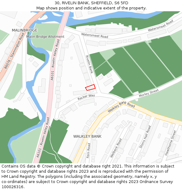 30, RIVELIN BANK, SHEFFIELD, S6 5FD: Location map and indicative extent of plot