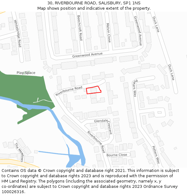 30, RIVERBOURNE ROAD, SALISBURY, SP1 1NS: Location map and indicative extent of plot