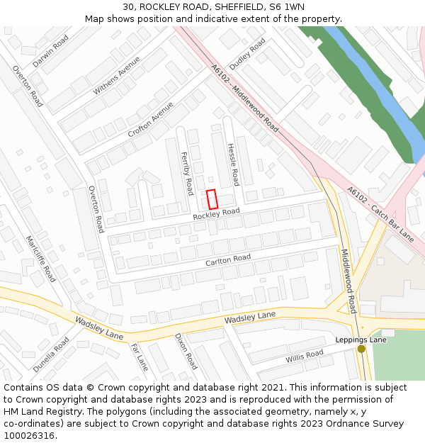 30, ROCKLEY ROAD, SHEFFIELD, S6 1WN: Location map and indicative extent of plot