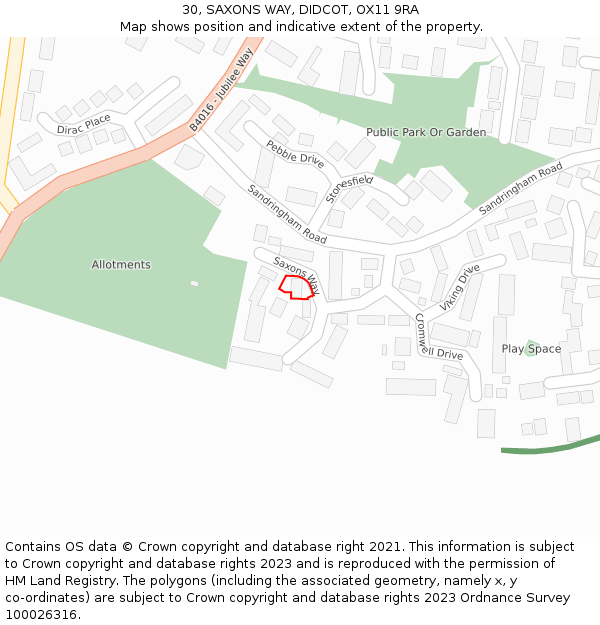30, SAXONS WAY, DIDCOT, OX11 9RA: Location map and indicative extent of plot