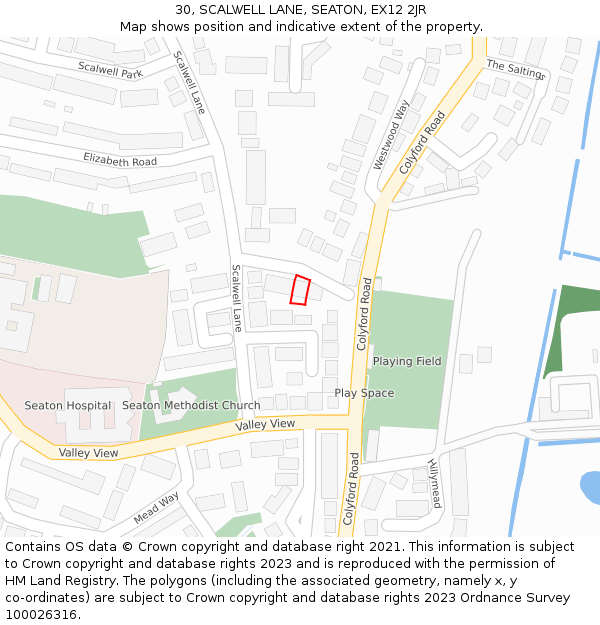 30, SCALWELL LANE, SEATON, EX12 2JR: Location map and indicative extent of plot