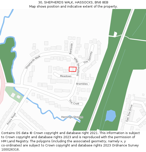 30, SHEPHERDS WALK, HASSOCKS, BN6 8EB: Location map and indicative extent of plot