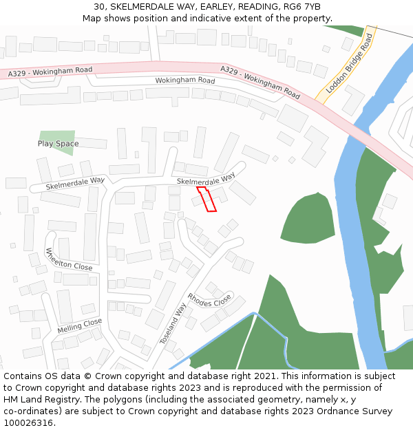 30, SKELMERDALE WAY, EARLEY, READING, RG6 7YB: Location map and indicative extent of plot